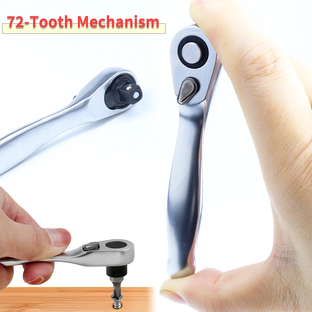 Chiave a cricchetto rapida, cacciavite a cricchetto da 72 denti, chiave per cacciavite con punta a cricchetto micro da 1/4 di pollice per spazi stretti