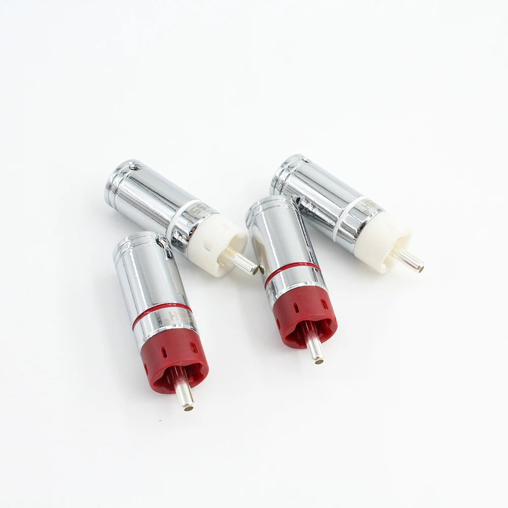 High Quality Hifi DIY Silver plated or Gold Plated Brass Male Audio RCA plug connector jack for 9mm max audio cable