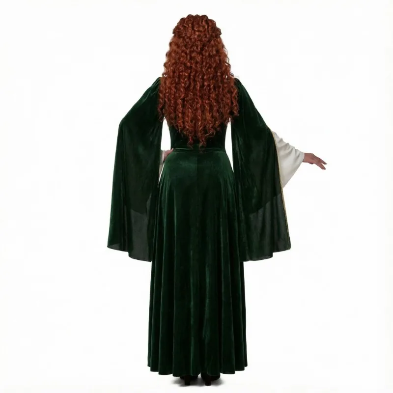 New Medieval Cosplay Costume Retro Long Sleeve Printed Dress Renaissance Theme Party Role Playing Outfits for Adult Women view 5
