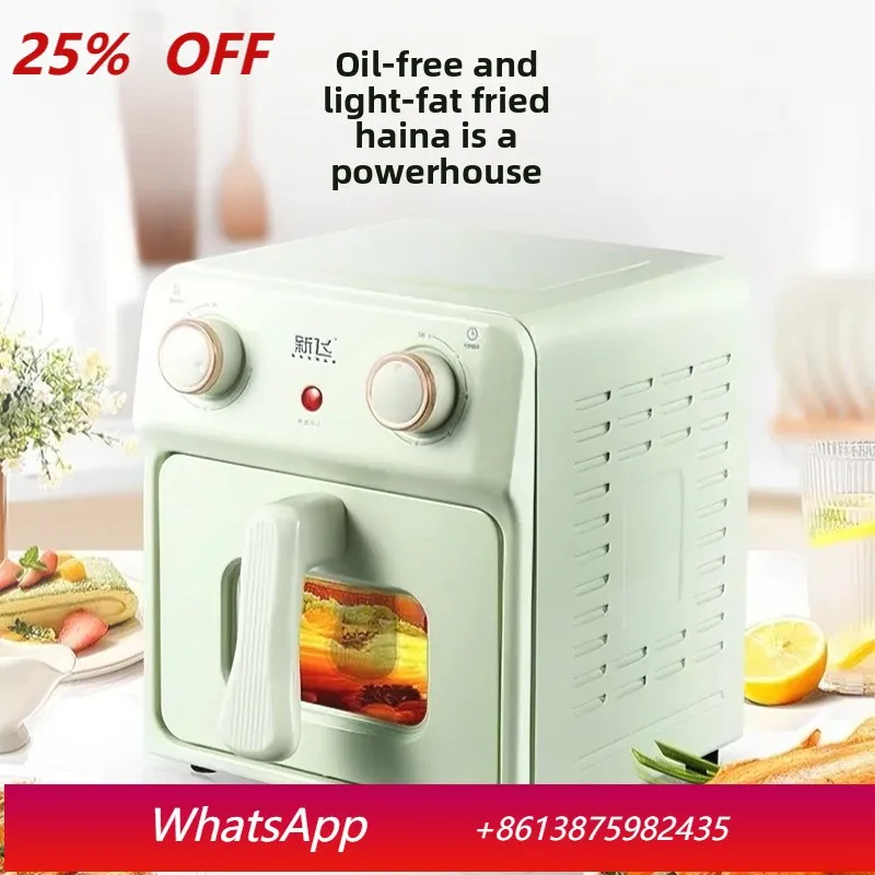 YJQ Air Fryer 6L Large Capacity Household Multifunctional Oil-free Oven Visual Mechanical Electric Fryer