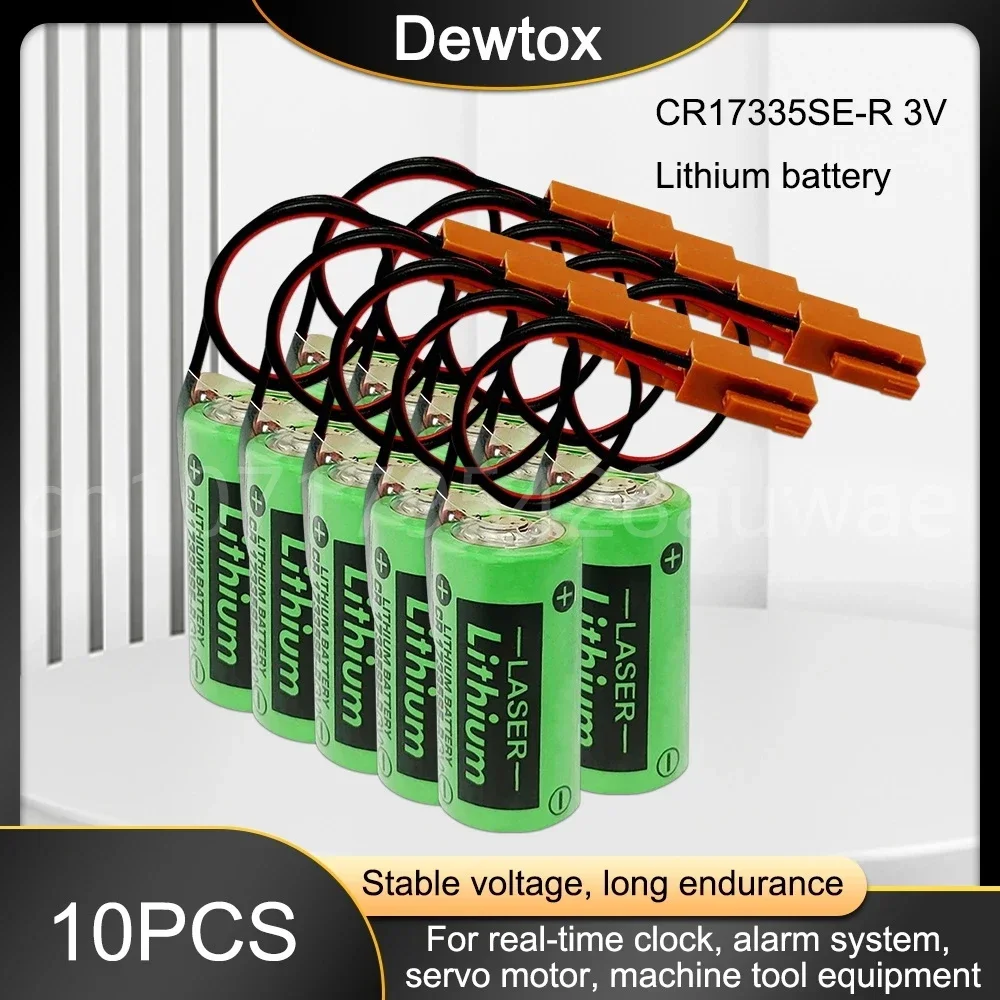 

10PCS Original NEW CR17335SE-R 17335 ER17335 ER2/3A CNC 3V 1800mah Lithium PLC Battery With Plug