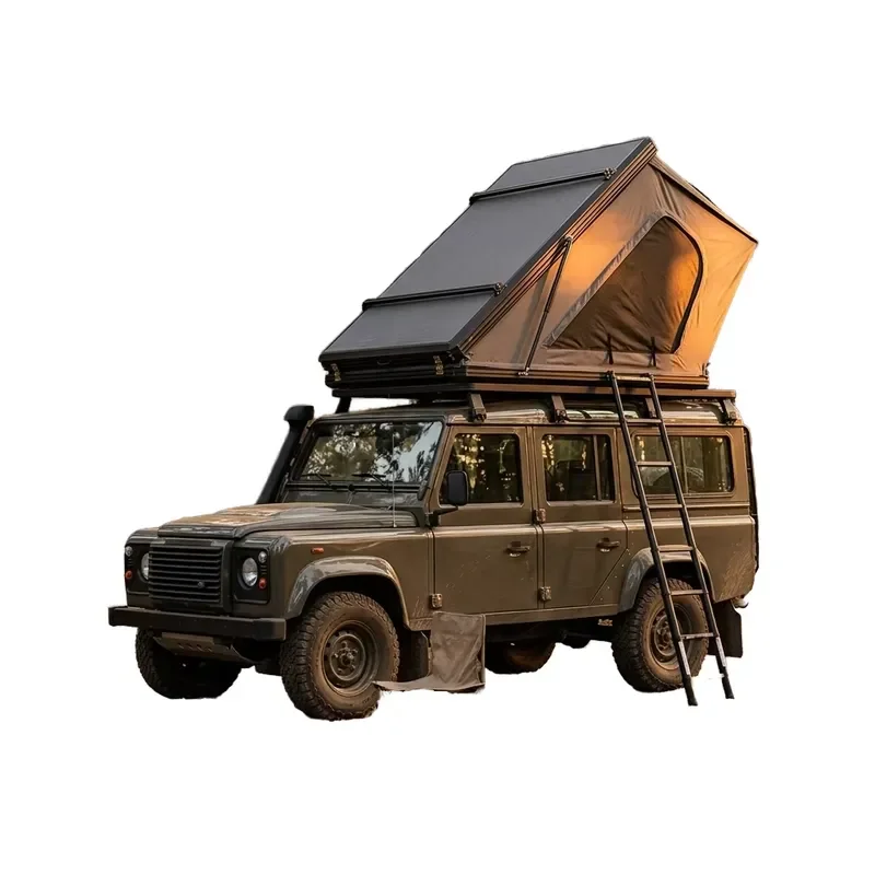 Modern 4 Person Extended Side Folding XL Hard Shell Nylon Roof Tent Waterproof Design Suitable for Outdoor Use in All Seasons