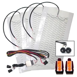 12V Universal Carbon Fiber Car Seat Heater Heated Heating 2 Seats 4 Pads 3 Level Heated Round Cushion Switch Winter Warmer Cover