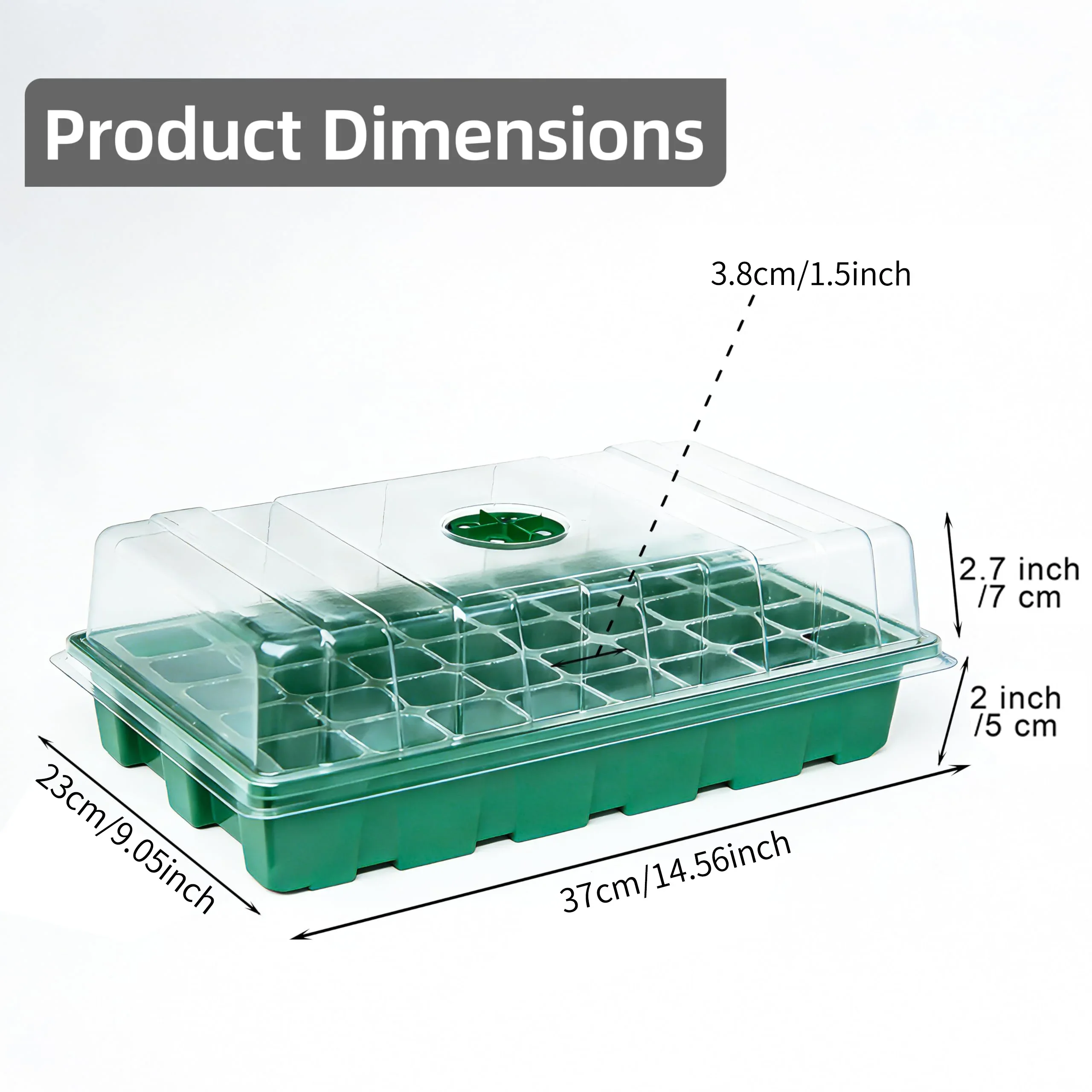 3 Pcs Seed Tray 40 Holes Cell Propagator Growth Thickening With Transparent Cover Greenhouse For Seedling Start Growth Box