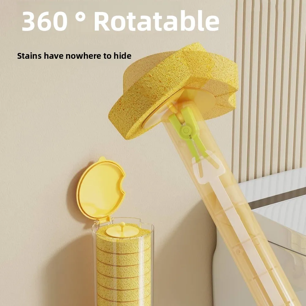 

Hygienic Disposable Toilet Brush Sponge Head Plastic Replaceable Cleaning Brush 360° Cleaning Household Toilet Brush Holder