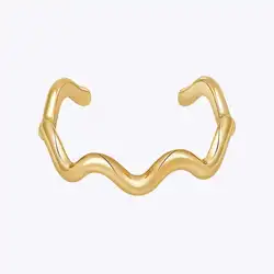 ENFASHION Pulseras Geometry Line Wave Open Bangle For Women 18K Gold Color Plated Fashion Cute Elegant Jewelry Birthday B232359