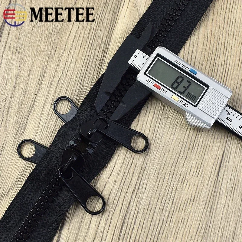 Meetee 10# Resin Zipper 100-600cm Decorative Double Sliders Close End Zip for Tent Bag Outdoor Long Zips DIY Sewing Accessories