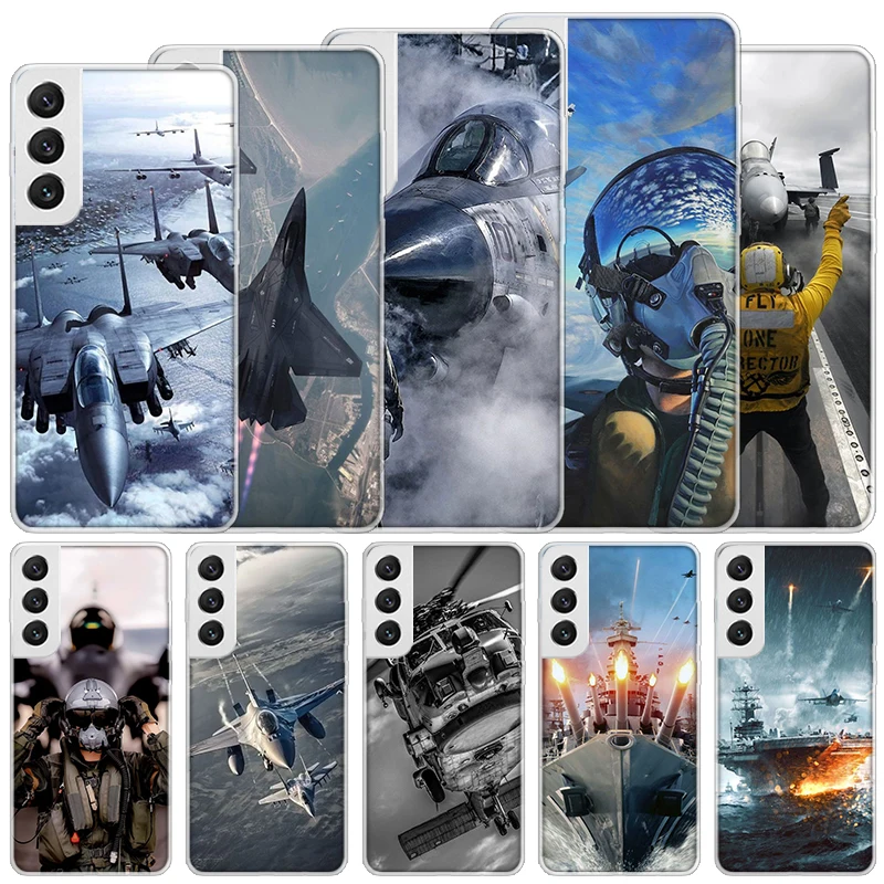 Military Aircraft Warship Fighter Soft Case For Samsung Galaxy M12 M21 M30S M31 M32 M51 M52 Phone Cover Note 8 9 10 + 20 Ultra J