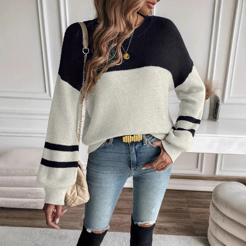 

Lantern Sleeve Sweater Spring and Autumn Pullover Loose Women's Casual Sweater