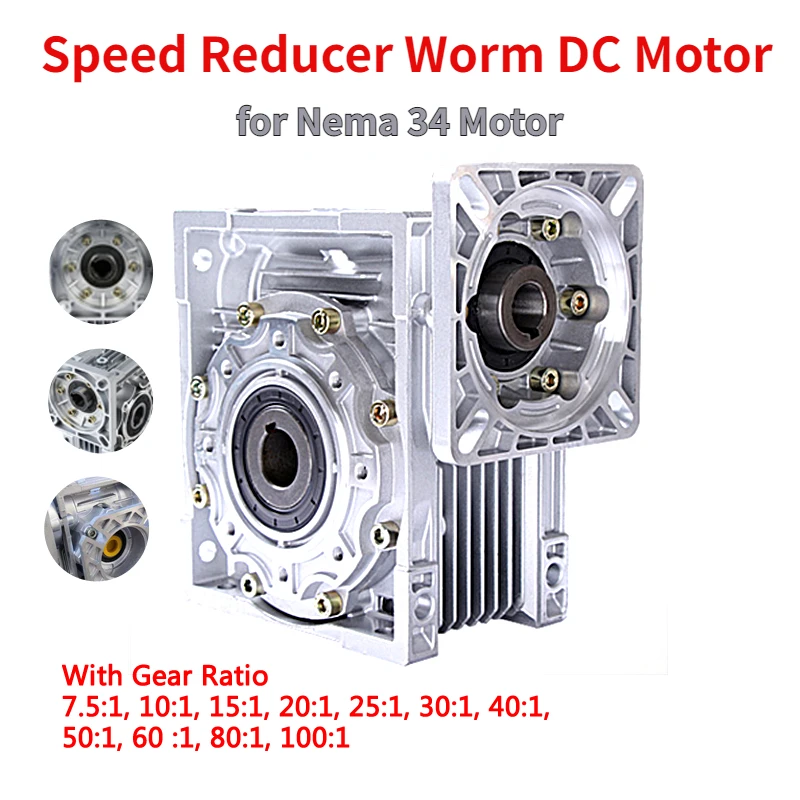 

Speed Reducer Worm DC Motor Gearbox RV040 Output Reduction Ratio 5:1 10:1 20:1 To 100:1 for NEMA 34 Motor