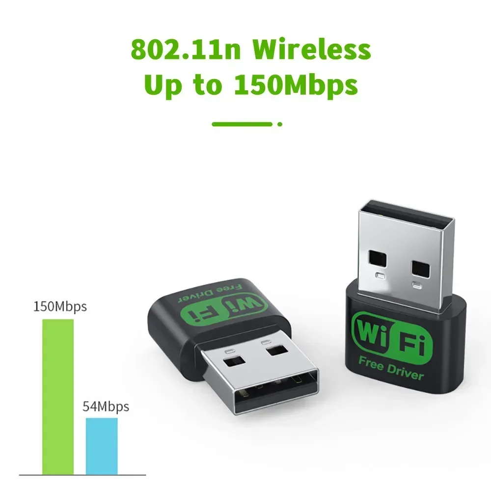 محول USB لاسلكي 802.11n 150Mbps MT7601UN بطاقة شبكة استقبال واي فاي للكمبيوتر المكتبي سائق مجاني
