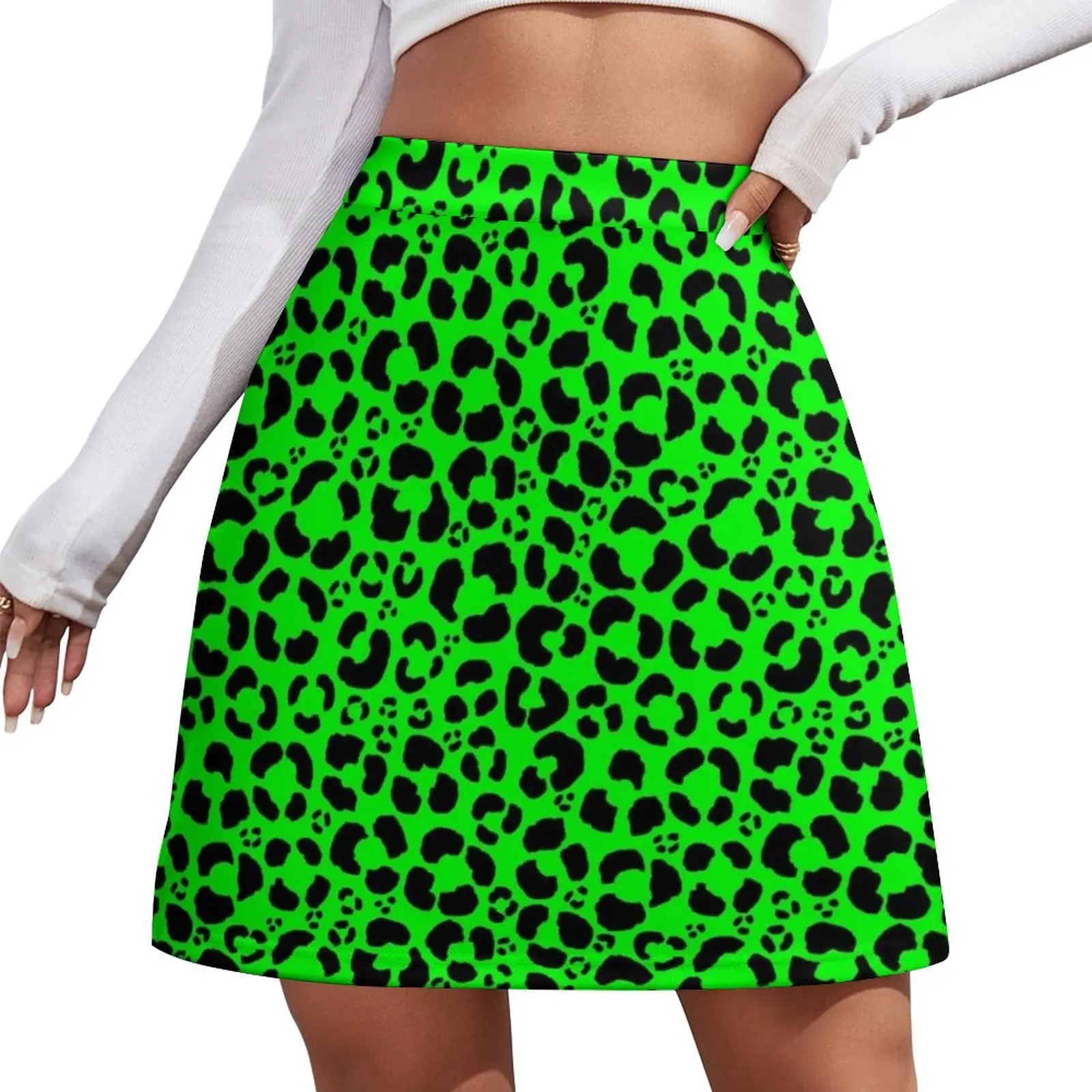 Black And Green Leopard Print Mini Skirt fashion korean clothing fairy core summer outfits for women 2025 Mini Skirt