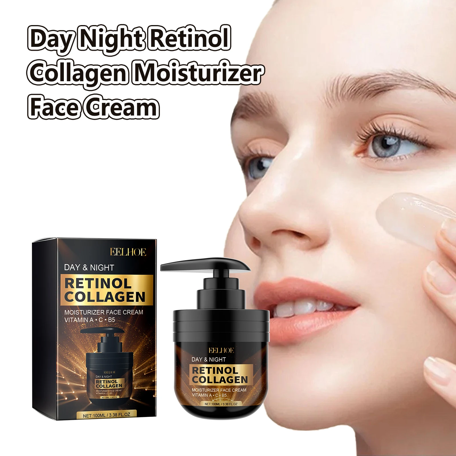 EELHOE Retinol Face ครีมริ้วรอย Remover Fade Freckle รูขุมขนหดตัว Moisturizing Day และ Night ครีมสําหรับผิวหน้ากระชับ 100ml