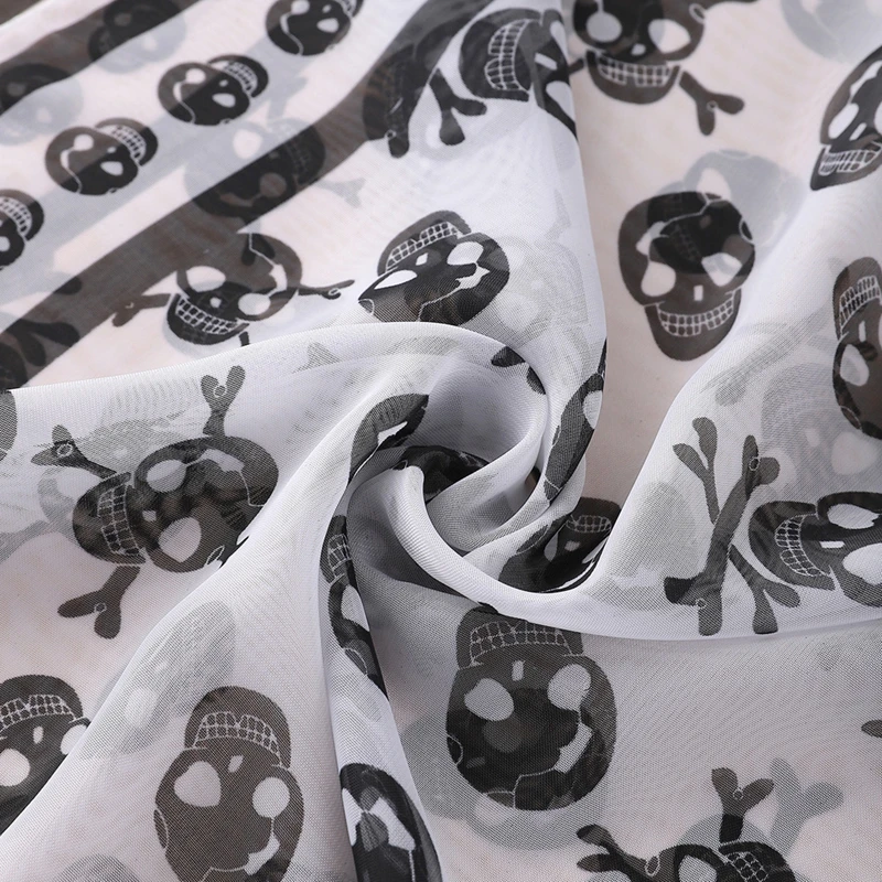 Chiffon Skull Scarf 160*50CM Geometric Printing Pattern Fashion Street Style Holiday Beach Spring Autumn Decorative Shawls New