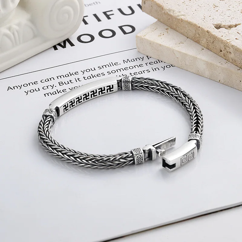 Great Sale 925 sterling silver retro bracelet men's and women's personality fashion fox tail bracelet engraved jewelry gifts