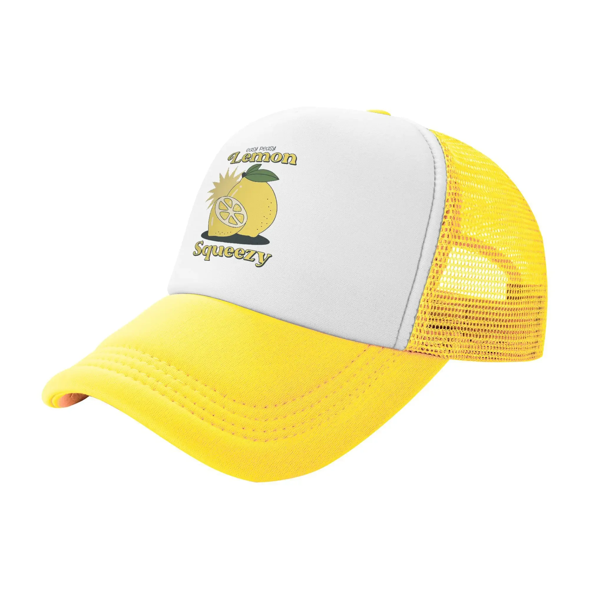 Easy Peasy Lemon Squeezy 61089843 Foam Trucker Hat Unisex Breathable Cooling Mesh Golf Cap Hat Casual Sun Hat Adjustbale