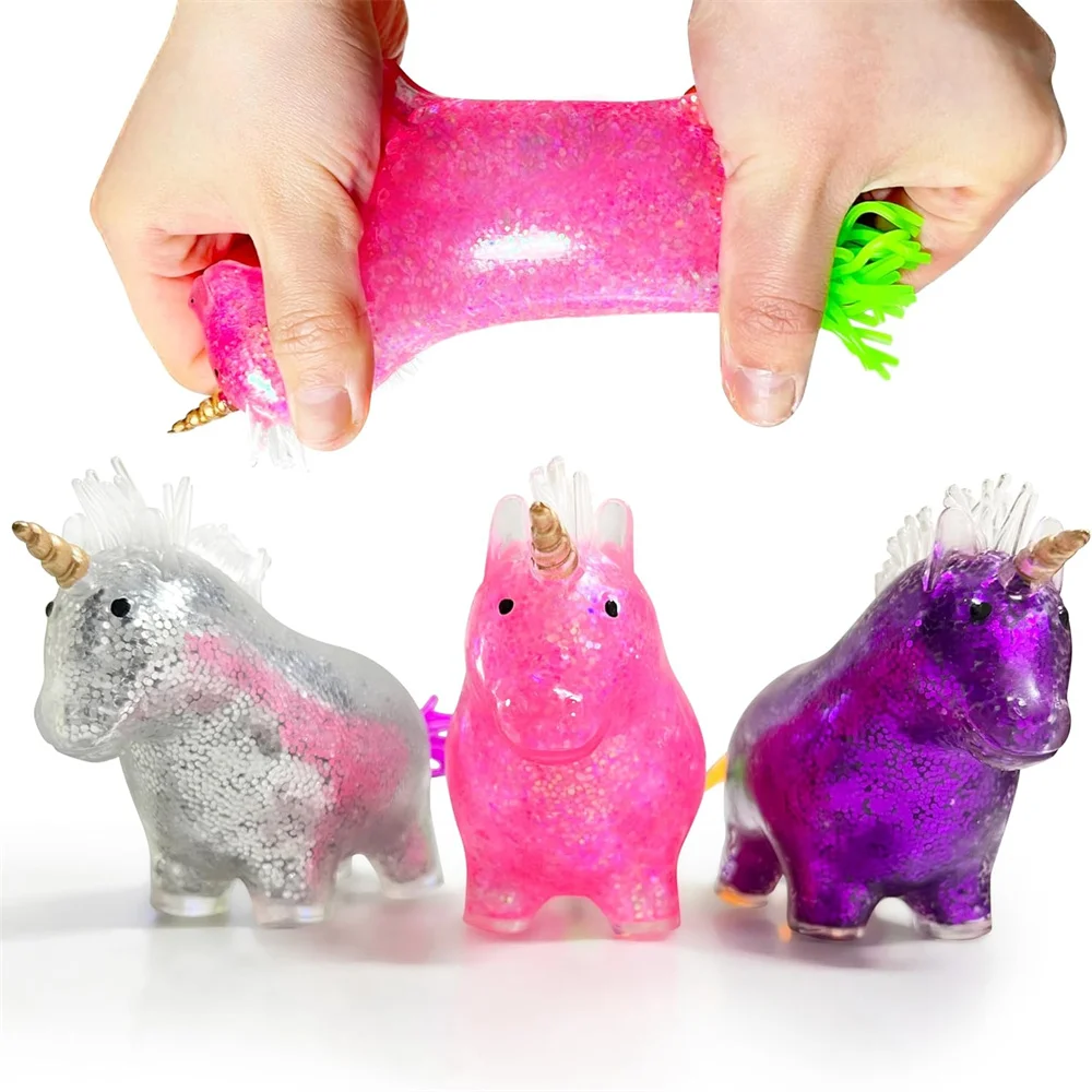 Balles anti-Stress Squishy licorne pour enfants, avec Focus et autisme, animaux extensibles, jouet anti-Stress, cadeaux de fête, jouets Fidget Squishy