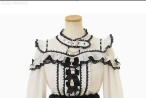 اليابانية لطيف منقوشة ليز التنانير Kawaii الحلو القوس اليابانية الألغام طبقة كعكة مطوي تنورة عالية الخصر ضئيلة حزام تنورة يمكن إزالة