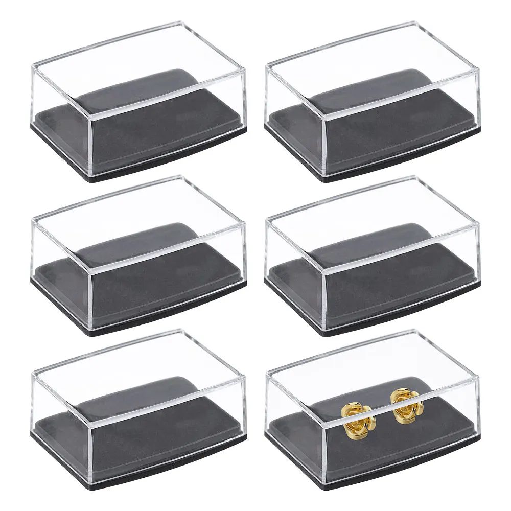 6 Pcs Plastic Cufflinks Box Clear Storage Gift Box Jewelry Display Box Transparent Case for Engagement Birthday Anniversary