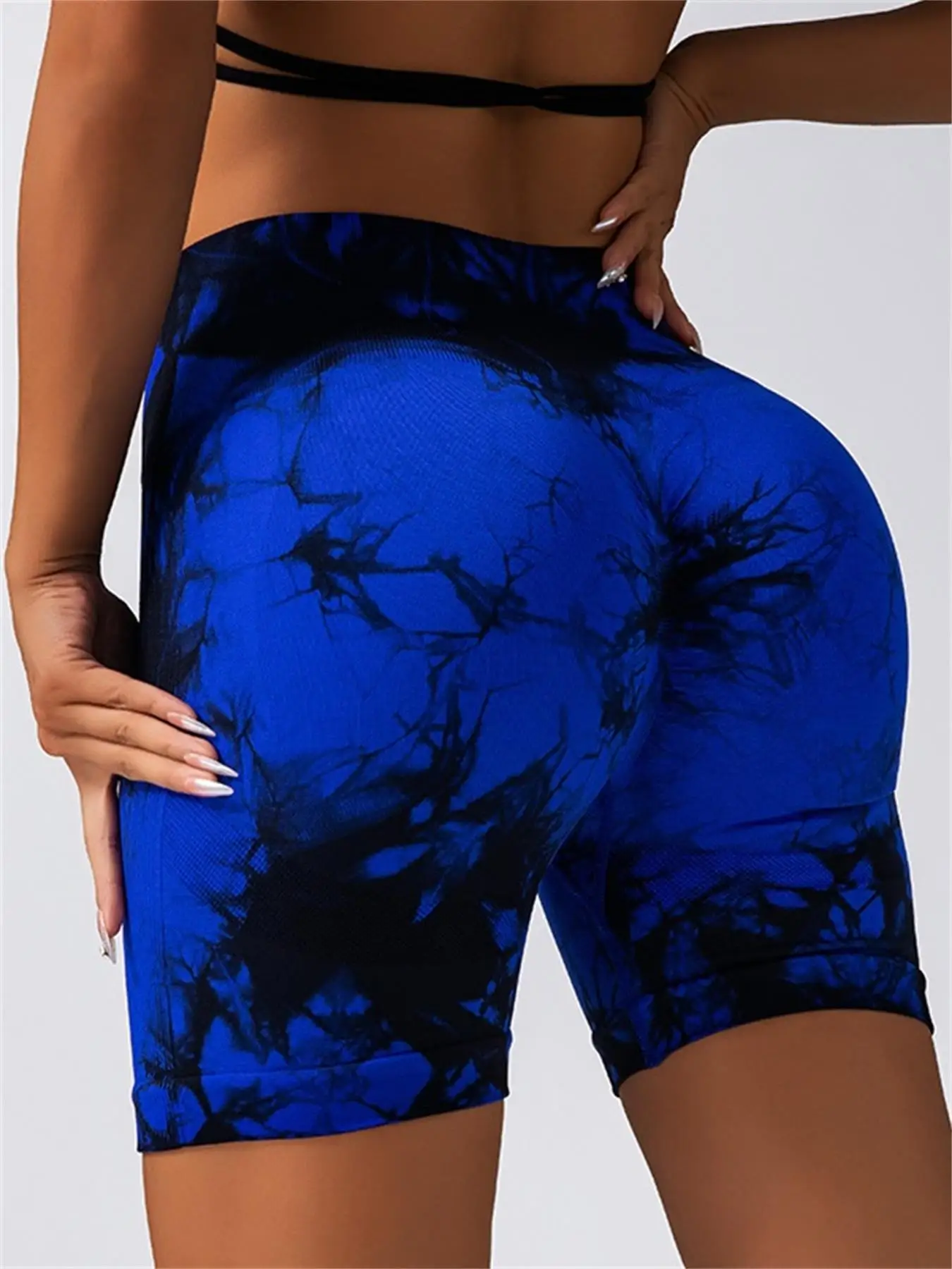 Dames hoge taille en heuplift sport strakke shorts hardlopen sexy perzik fitness yoga shorts, tie-dye naadloze fitnessbroek