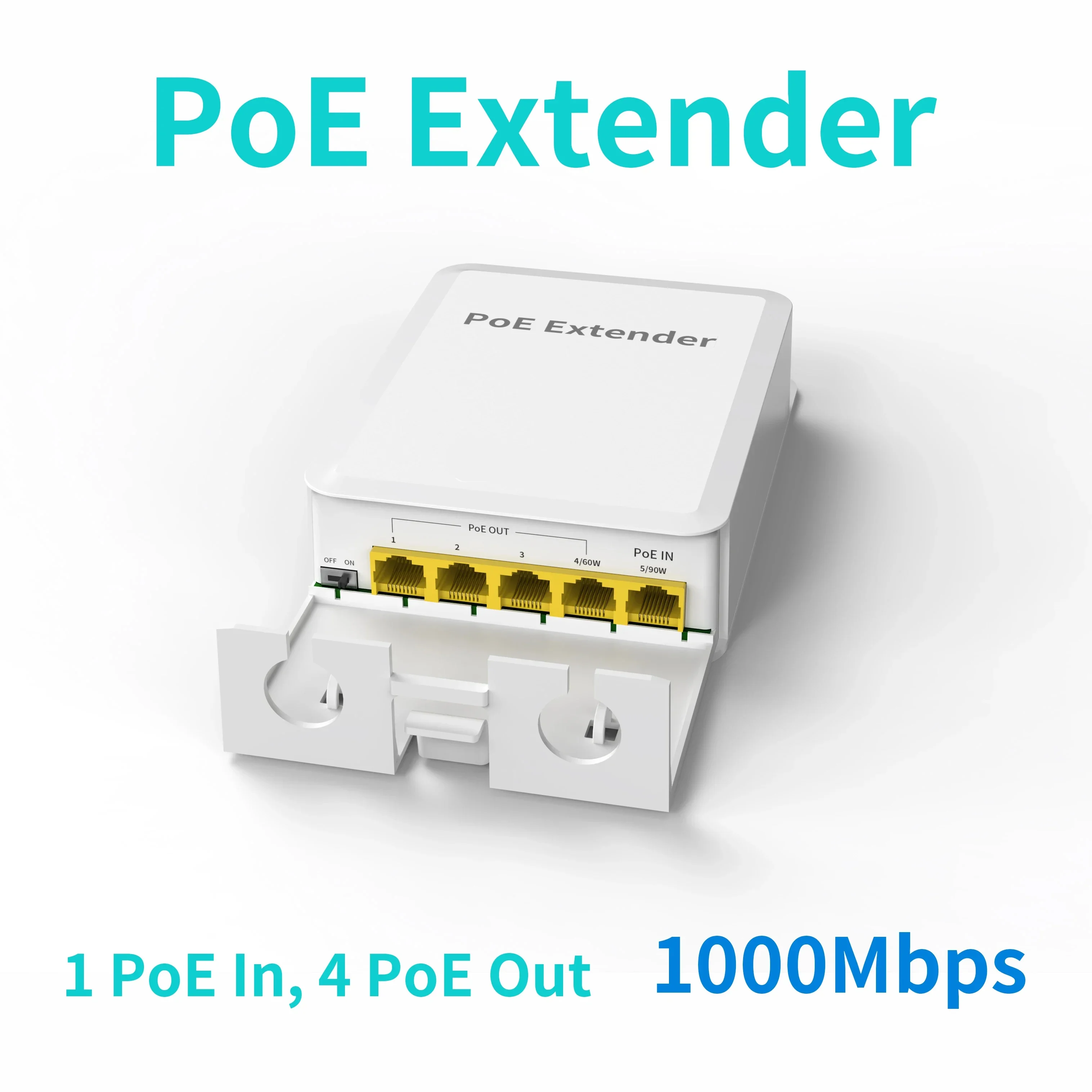 1ใน4ออก5พอร์ต PoE ++ Gigabit Extender POE repeater กลางแจ้ง1000Mbps รองรับ IP55 rateeing กันน้ำ