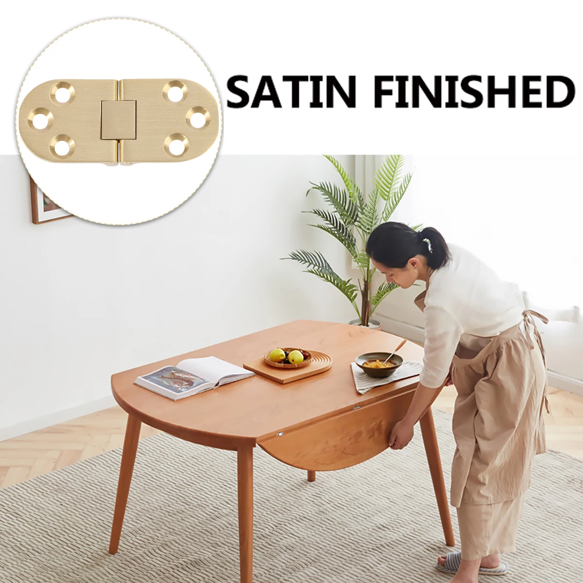 

Brass Countertop Hinges Satin Finished Sturdy Folding Table Door Cabinet Drawer Cupboard Universal Round Solid for Dining