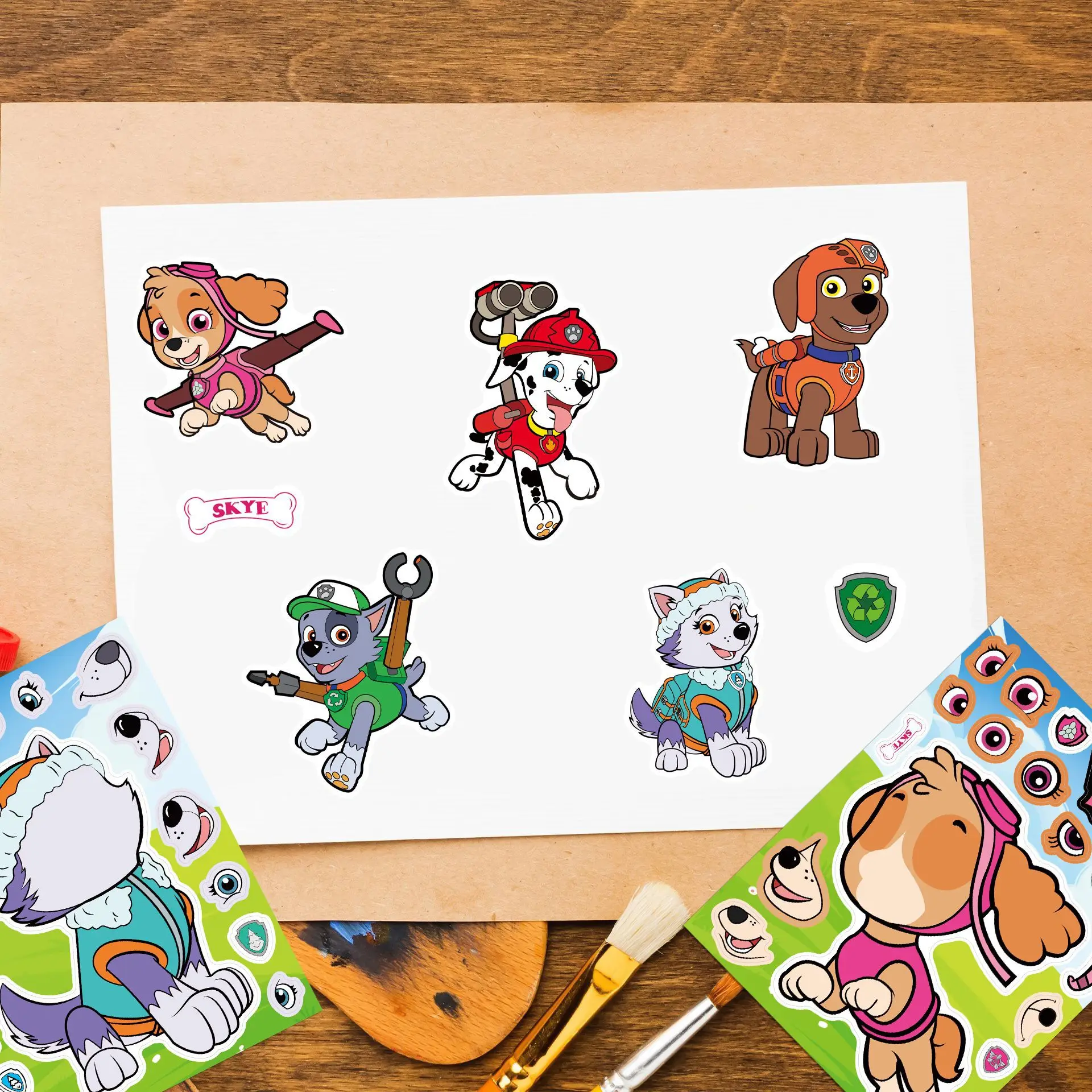 8/16 ورقة جعل وجه باو دورية لغز ملصقات الكرتون لتقوم بها بنفسك رايدر تشيس تجميع بانوراما الاطفال لعبة الأطفال الأولاد لعبة حفلة هدية #5