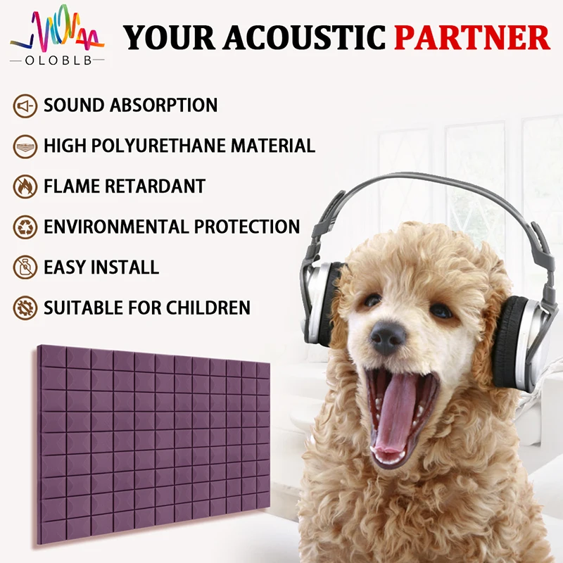 Sound Absorbing Foam 6/12/24pcs Room Sound Insulation Acoustic Treatment Studio Acoustic Absorption Sound Proof Wall Foam Panels