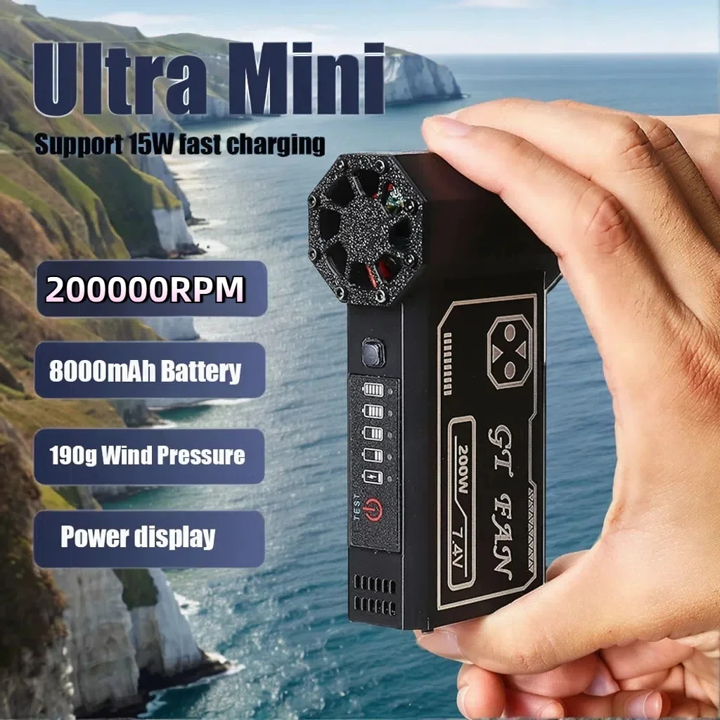 

200000RPM Violent Blower Brushless Motor Mini Turbo Jet Fan Outdoor Portable BBQ Powerful Electric Blower Car Keyboard Clean
