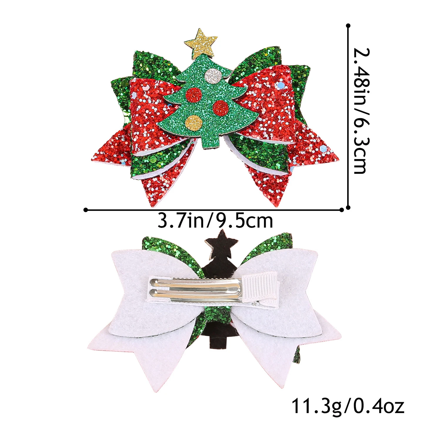 2/8pcs Glitter Sequined Cartoon Christmas Tree Snowflake Reindeer Santa Claus Bow Hairpin For Girls Christmas Hair Accessories