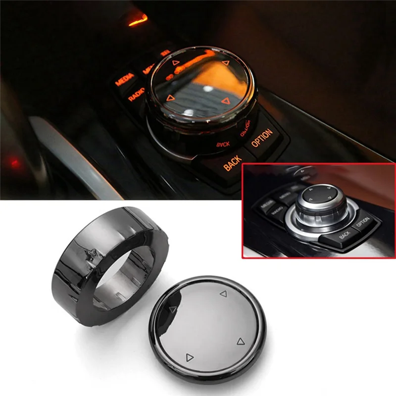 

ABUH-2Set For Idrive Car Multimedia Button Cover Trim Knob Sticker For BMW F10 F18 F07 F20 F21 F06 F12 F30 F01 F02 F25 F26
