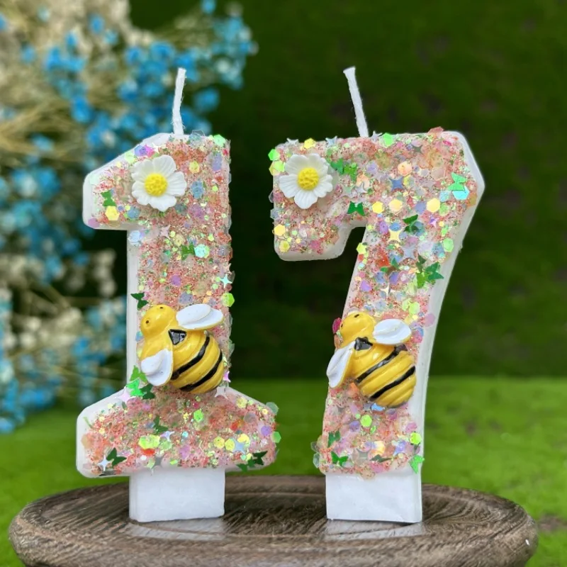 Digital Birthday Candle Cake Party Decoration New Year's Eve Creative Bee and Wasp Decorative Candles birthday Cake 0-9 Number