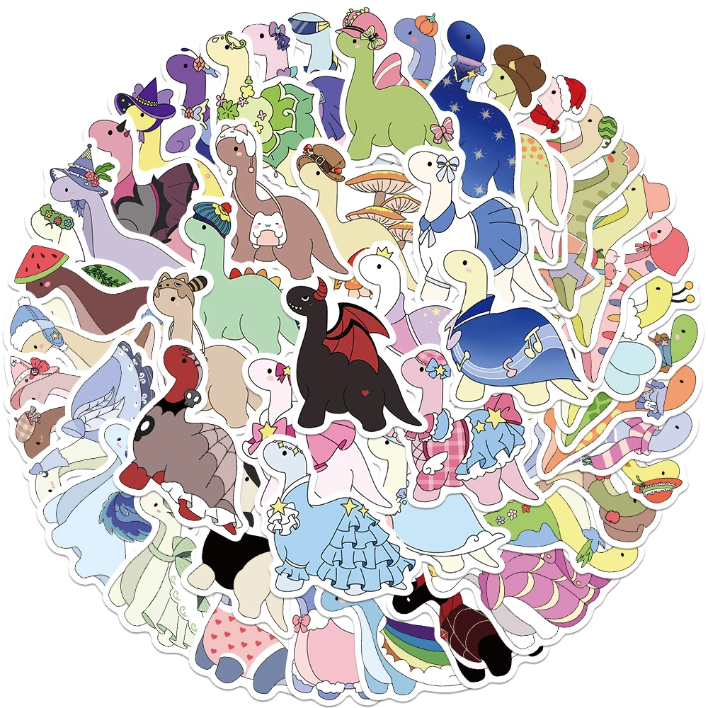 50pcs Cute Cartoon Animal Dinosaurs Stickers Waterproof Graffiti For Luggage Laptop Water Bottle Diary Vinyl Decals