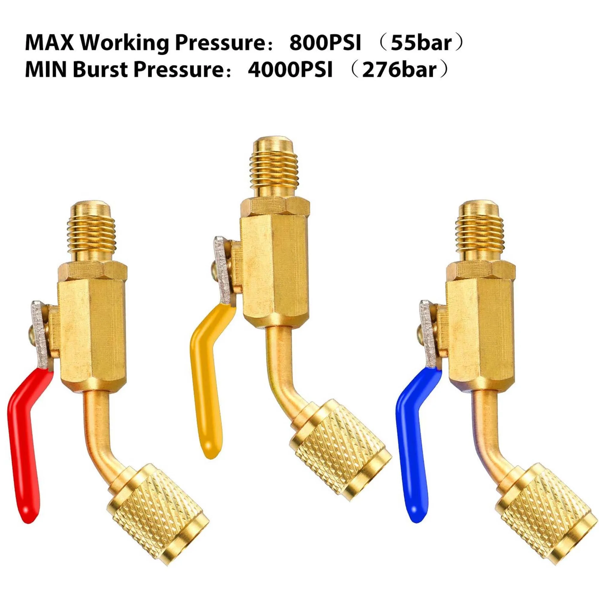

3 шт. компактный шаровой кран хладагента переменного тока 1/4 дюйма для R410A R134A R12 R22 адаптер HVAC 5/16 дюйма с внутренней резьбой на 1/4 дюйма с наружной резьбой