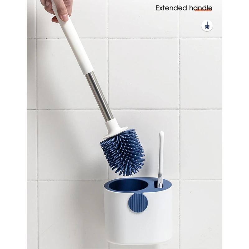 TPR Silicone Toilet Brush Wall-Mounted Floor-Standing Toilet Cleaning Tools With Base Home Cleaning Brush For Bathroom