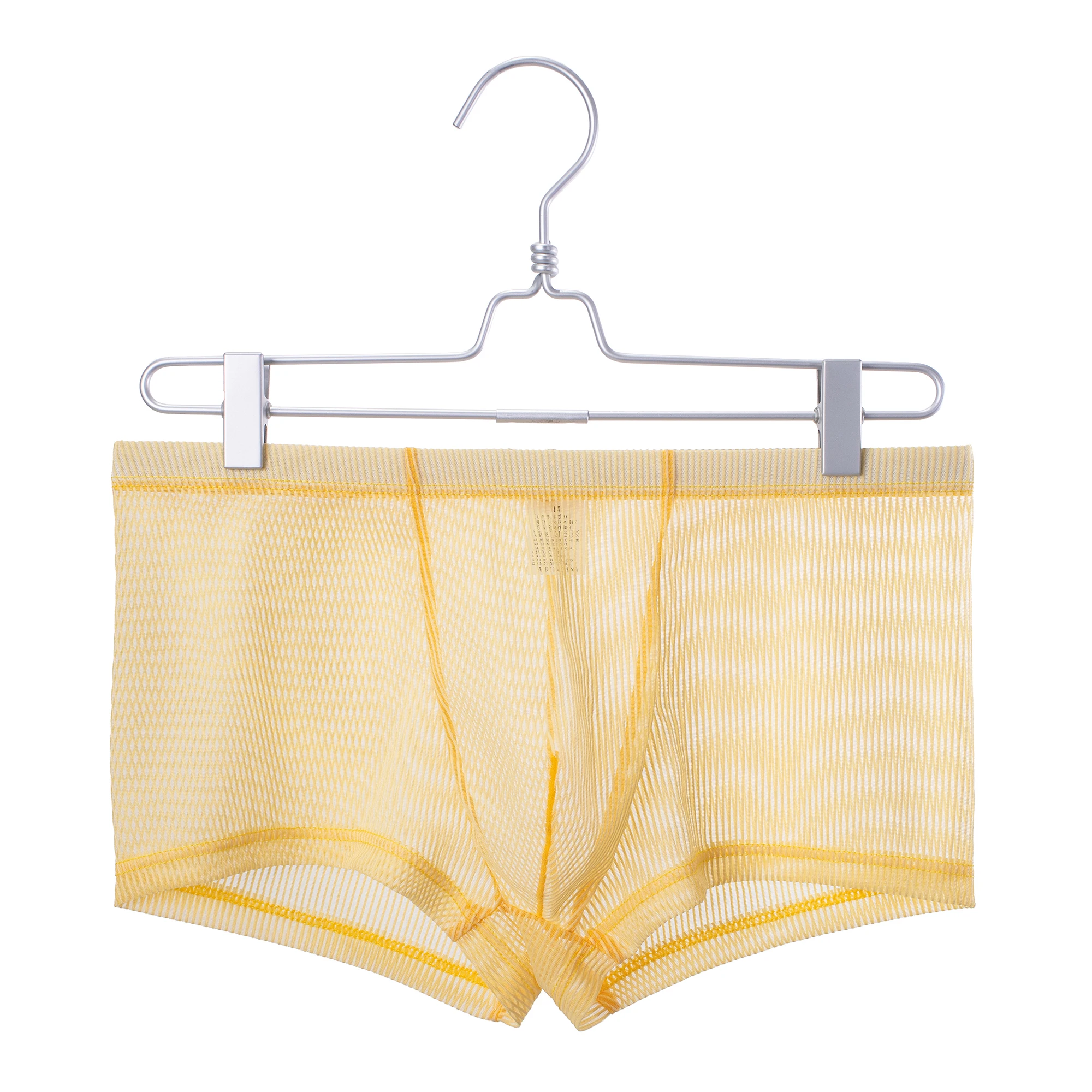Men's Solid Color Boxers Comfy Soft Sheer Underpants Mesh Thin Striped Breathable Underwear Low Waist Transparent Trunks Shorts