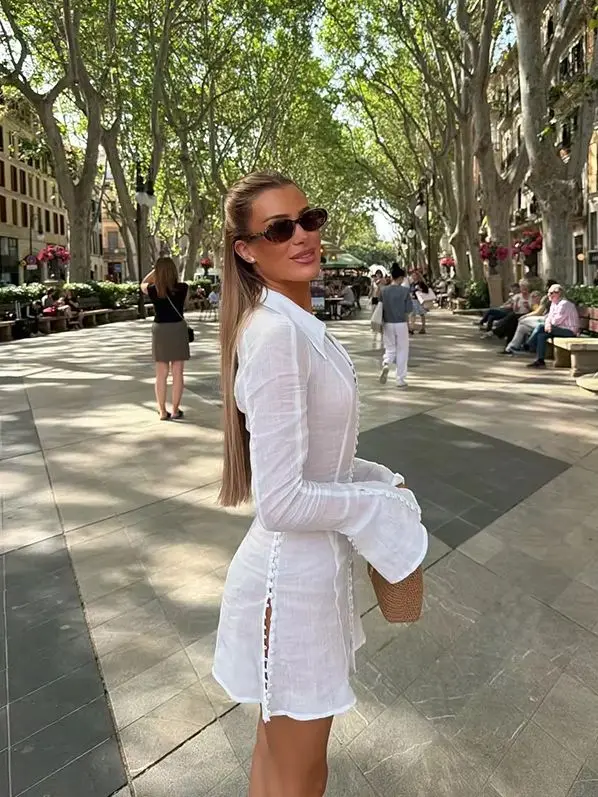 Chic Shirt Dress Buttons Trendy Minimalist Elegant Office Dresses Women Summer Casual Stylish Streetwear