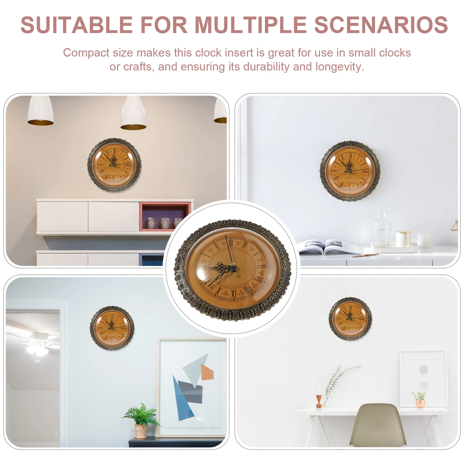 

Quartz Clock Insert Round Roman Numeral Mechanism For Diy Crafts Miniature Replacement Wall Clock Face Smooth Bezel