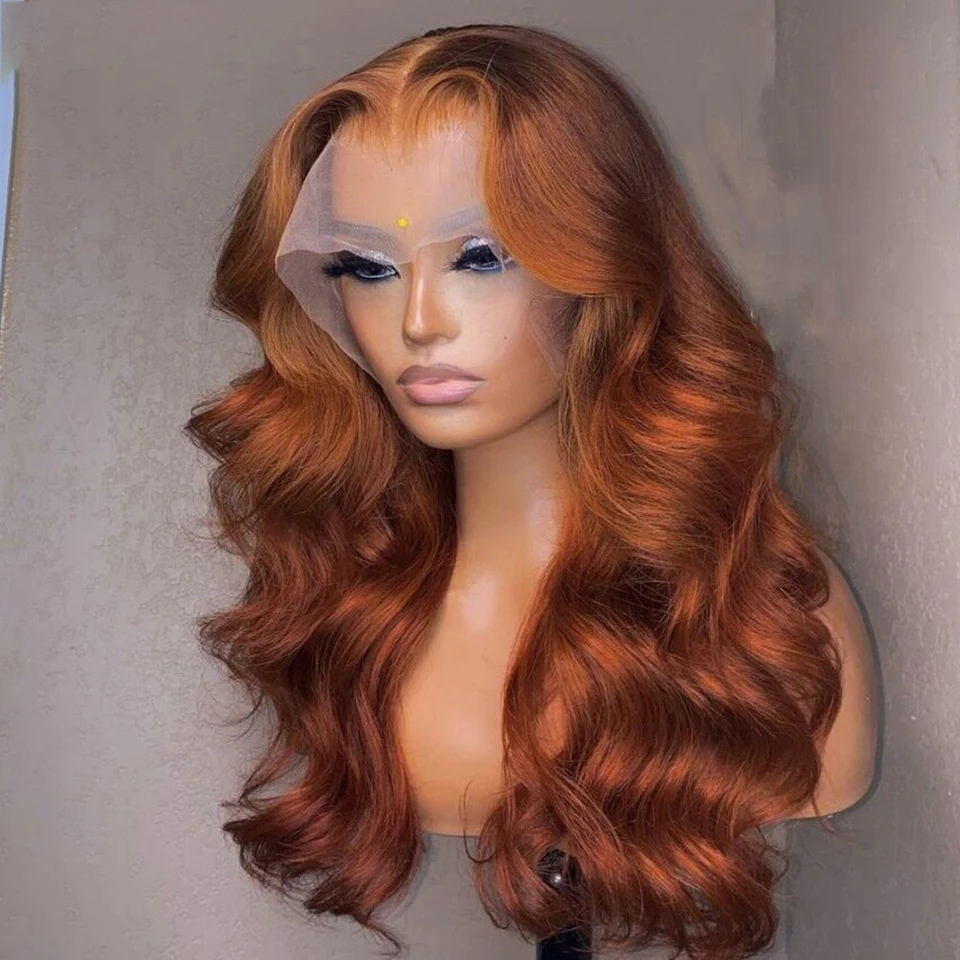 

Soft 26” Long Ginger Orange Kinky Curly 180Density Lace Front Wig For Black Women Babyhair Heat Resistant Preplucked Glueless