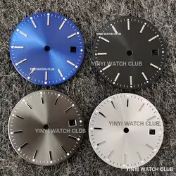 Esfera de reloj de 29mm de plata, azul, blanco y negro con luz nocturna verde, compatible con Miyota 8215/8200, movimientos MingZhu dg2813