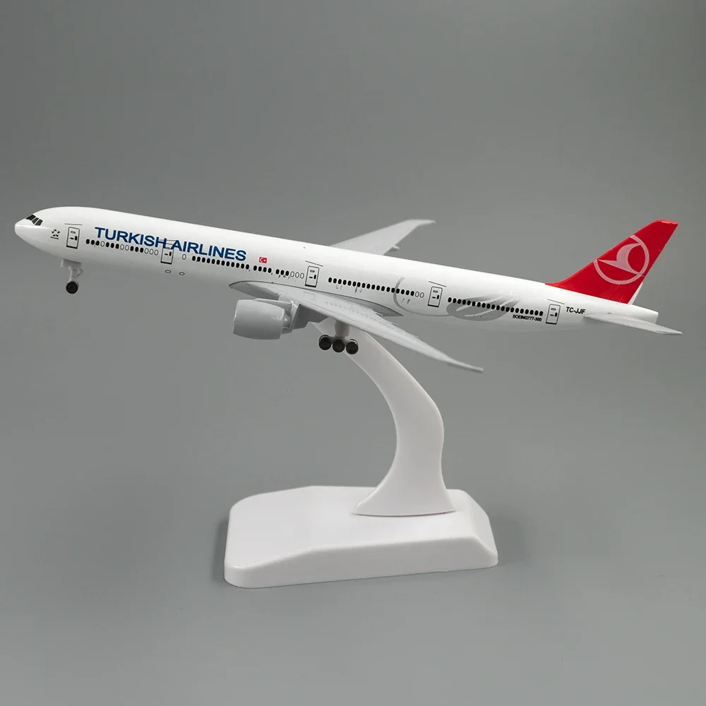 20cm Aircraft Boeing 777 Turkish Airlines Alloy Plane B777 with Wheel Model Toys Children Kids Gift for Collection Decorations