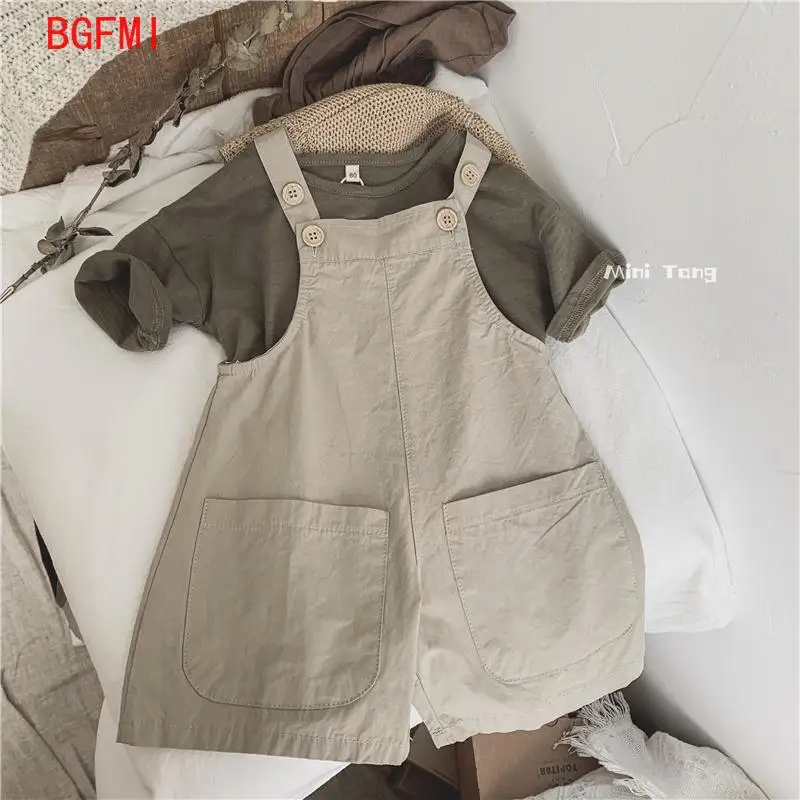 High Quality Korean Version Children\'s Cotton Overalls for Summer Wear, Thin and Soft Shorts for Baby Boys Girls Jumpsuit Pants