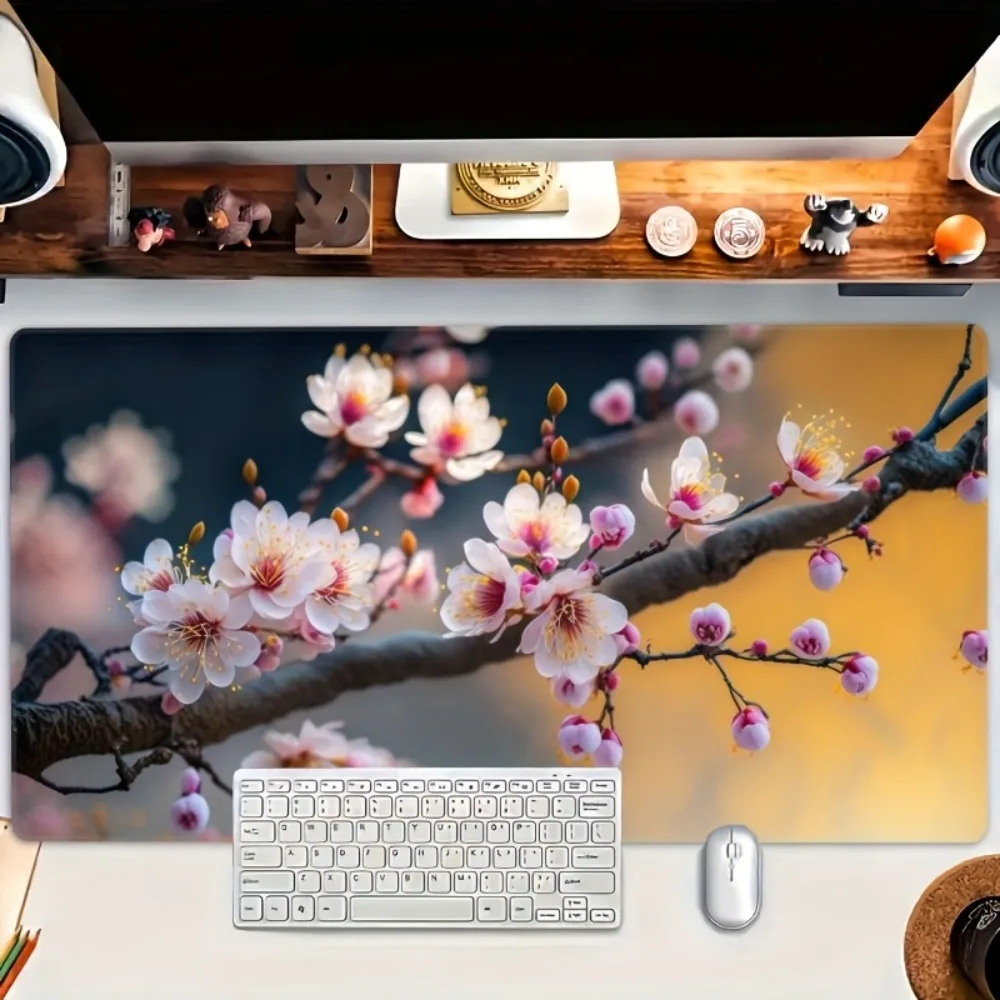 Plum anti-slip game desk mat, suitable for computer mouse pads, thick base with anti-slip backing, workstation protection pad