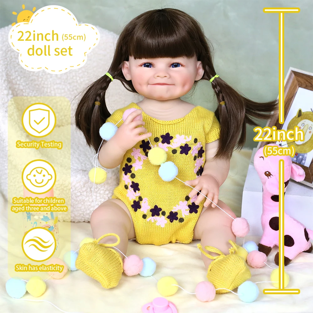 

22 дюйма 55 см Рая мягкая виниловая кукла реборн для малышей детская одежда игрушка для купания спальный сопровождающий игровой домик игрушка для девочек подарки