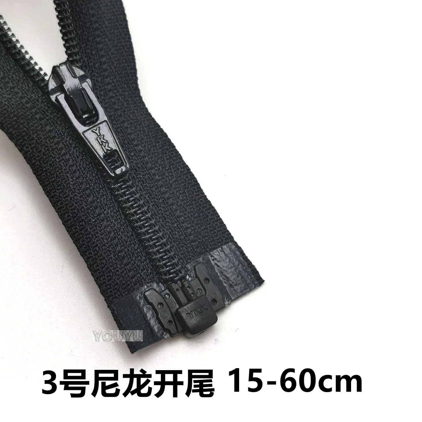 

YKK3 Nylon Dress Open Tail Zipper DA Head White and Black 15 18 20 25 40 50 60 cm