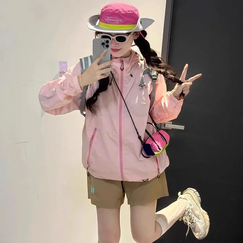 Spring Summer Women's Lightweight Outdoor UV Protection Clothing Breathable Quick Dry Windproof Moisture Wicking Climbing Jacket