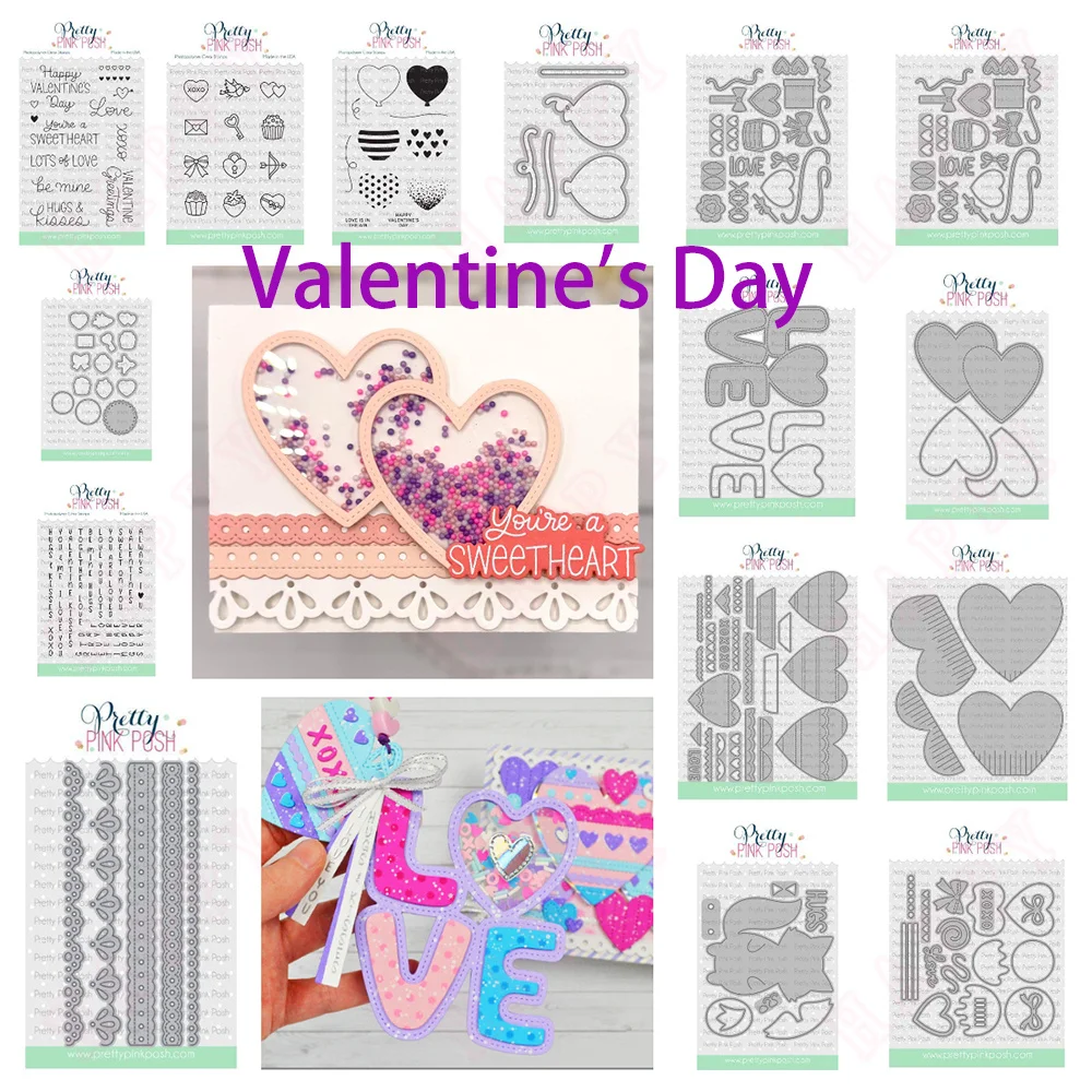 

New Valentine Greetings Metal Cutting Dies Double Heart Mold Scrapbook Craft Decoration Embossing Template DIY Handmade 2025 New