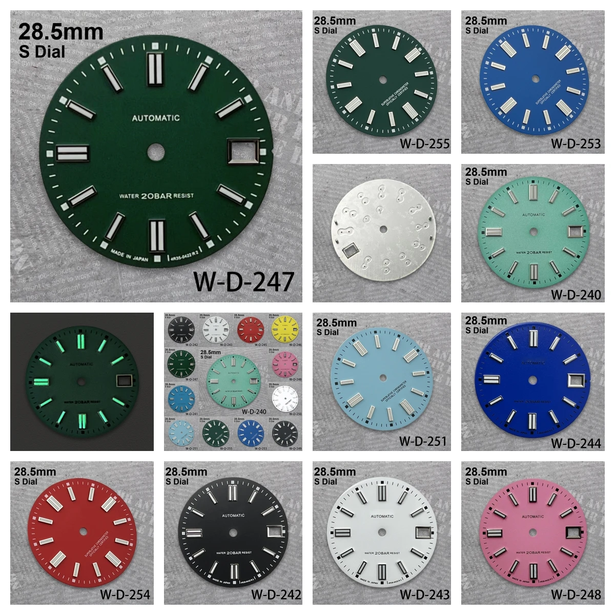 

28.5 mm S Logo Dial Suitable For NH35/NH36/4R/7S Japan Movement Green Luminous Matte High Quality Watch Modification Accessories