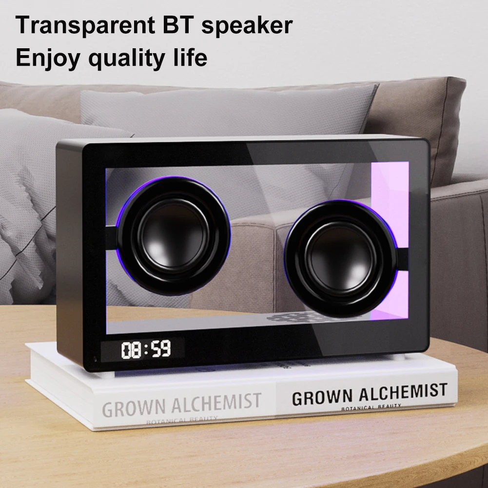 Wireless Transparent Speakers Support TF Card Portable Bluetooth-Compatible Speaker Ambient Light Music Player for Bedroom Car