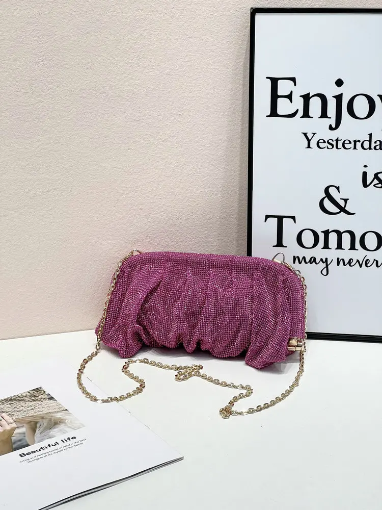 Wysokiej jakości luksusowy projektant kryształowy błyszczący Rhinestone wieczorowa kopertówka wesele brokatowa torebka damska torebka Crossbody torba